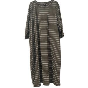 Sweet Salt Clothing Lila Doe Modest Heavy Weight Midi Striped T-Shirt Dress XXL
